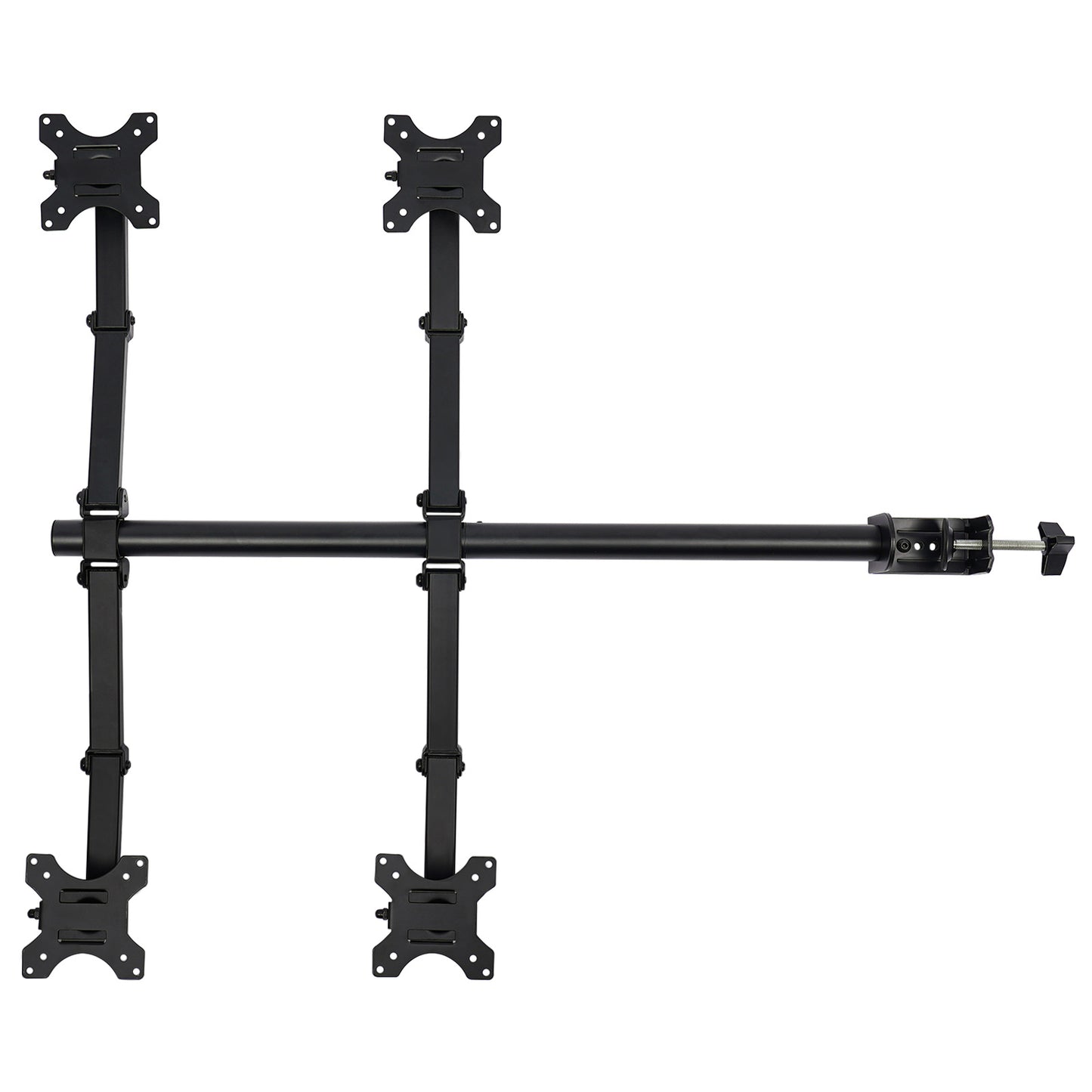 Monitorarm – Monitorbeugel – Monitorstandaard – Monitorhouder – Multi-screen Mount – Voor 4 Schermen 10-27 Inch – Verstelbaar 0-40 cm Hoogte – Robuust Koudgewalst Staal Zwart