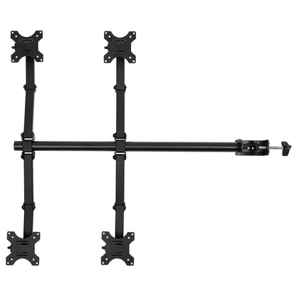Monitorarm – Monitorbeugel – Monitorstandaard – Monitorhouder – Multi-screen Mount – Voor 4 Schermen 10-27 Inch – Verstelbaar 0-40 cm Hoogte – Robuust Koudgewalst Staal Zwart