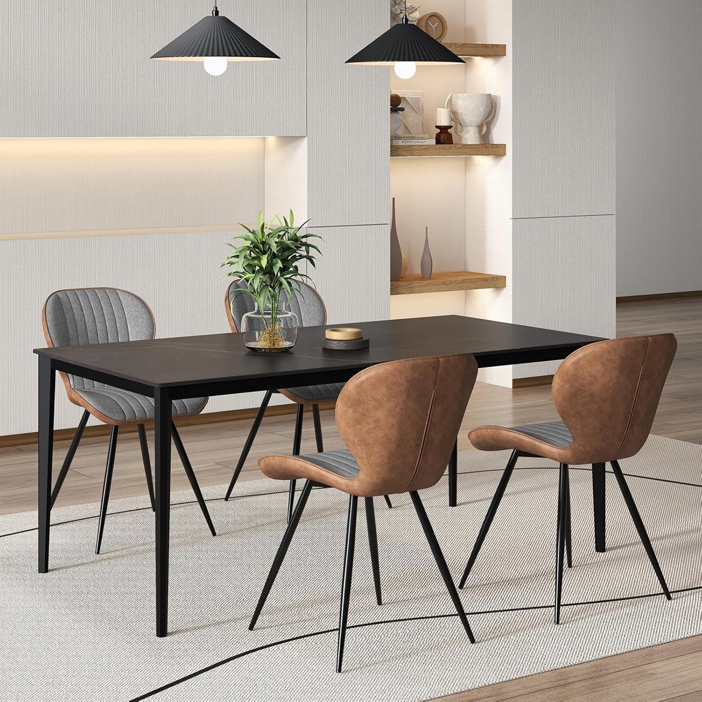 Eetkamerstoelen – Keukenstoelen – Stoelen Set – Vergaderstoelen – Moderne Stoelen – Ergonomische Rugleuning – Stevig Metalen Frame 150 Kg