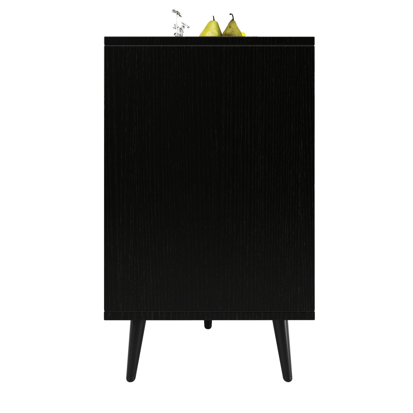 Modern Large Herringbone Storage Cabinet with Black & White Carved Doors - Freestanding Metal Frame (120x35x78cm) - White & Black Contemporary Furniture, Anti-Tip Design, Easy Assembly for Dining Room, Living Room, Bedroom -