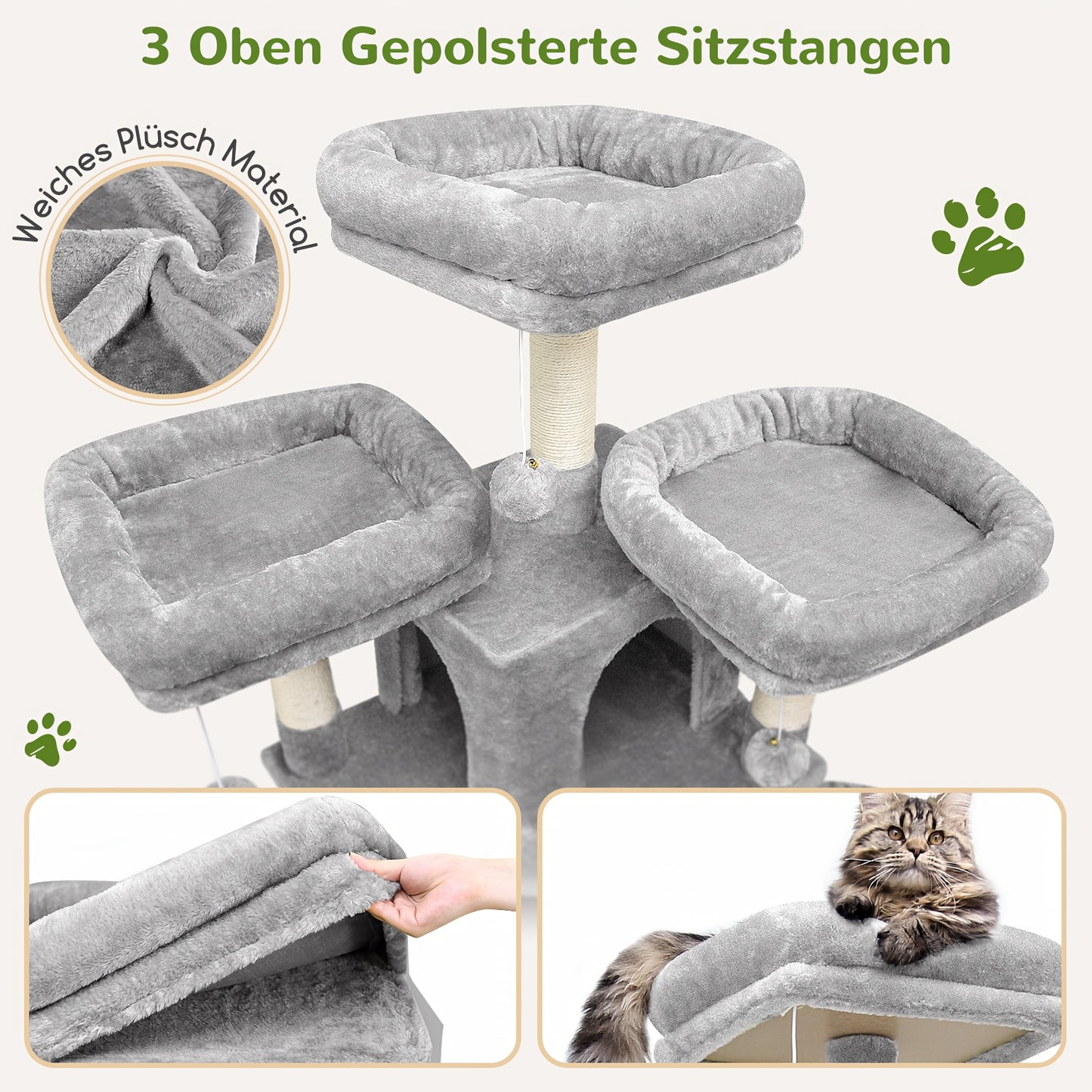 XXL Kattentoren – Kattenboom – Krabpaal – Klimtoren – Kattenhuis – Donkergrijs 203 cm Hoog – Ruim Speelparadijs Voor Meerdere Katten – Inclusief Krabpalen En Hangmanden