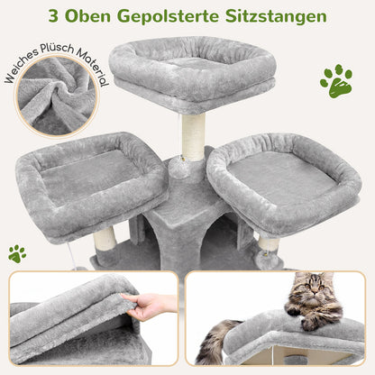Krabpaal – Krabmeubel – Kattenmeubel – Klimpaal – Hangmatpaal – Donkergrijs – 183 cm Hoog – 6 Krabpalen & Hangmat – Geschikt Voor Grote Katten >9 kg
