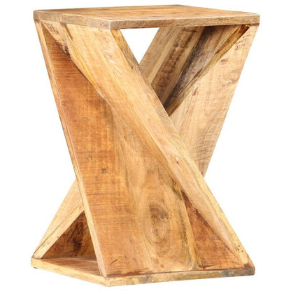 Bijzettafel – Sidetable – Nachtkastje – Salontafel – Banktafel – Massief Mangohout – X-vormig Design – Compact 35x35x55 cm – Opbergruimte