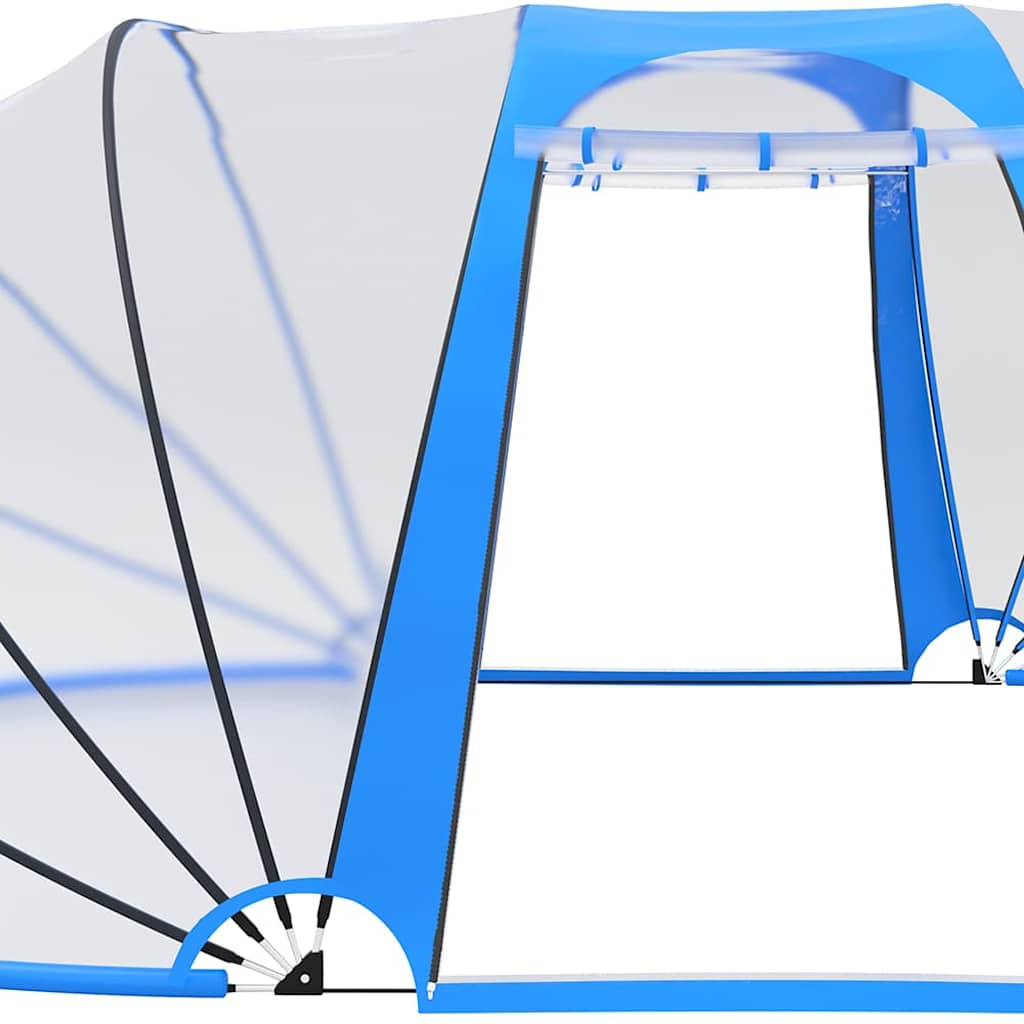 Zwembadoverkapping – Zwembadafdekking – Poolkoepel – Overkapping Zwembad – Zwembad Tent – 530 x 410 x 210 cm – Transparant UPF30 PVC – Oprolbare Zijdeuren