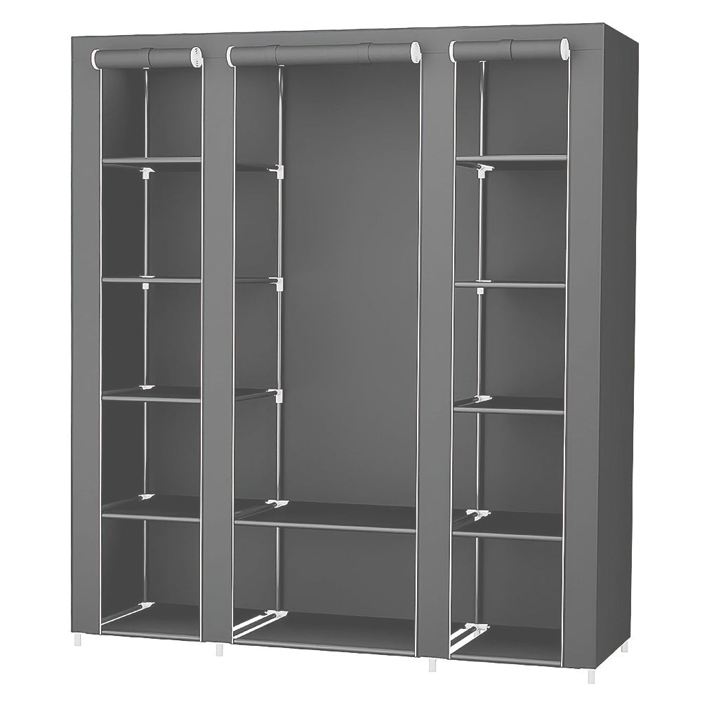 Closet Wardrobe, Clothes Storage Organizer For Hanging Clothes Non-Woven Fabric Cover, 172x134x43cm Closet Organizer For Bedroom Gray
