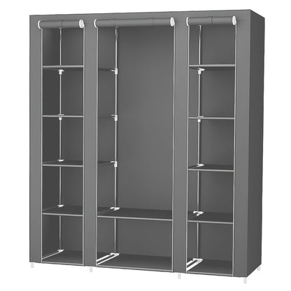 Kledingkast – Kledingopberger – Garderobekast – Kledingrek – KledingOrganizer – Stevig Metalen Frame – Beschermende Canvas Hoes – 172x134x43 cm – Grijs