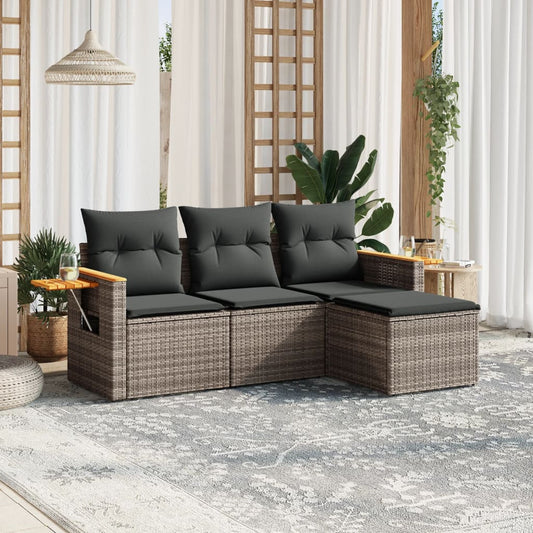 Loungeset – Loungesets – Tuinset – Hoekbank – Loungebank – Weerbestendig PE Rattan – Inklapbare Zijtafel Met Opbergruimte