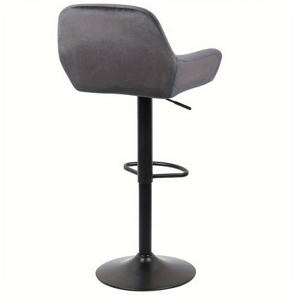 Barstoel – Barkruk – Barstoelen – Keukenstoel – Zithoekstoel – Set van 2 – 360° Draaibaar – Verstelbare Zithoogte 86-106 cm – Fluwelen Bekleding – Zwart Metalen Frame