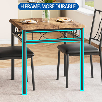 Compacte Eettafelset – Kleine Tafelset – Eetkamermeubel – Keukentafel Voor Twee – Vintage Stoelenset – Ruimtebesparend Design – Massief Hout & Stoffering