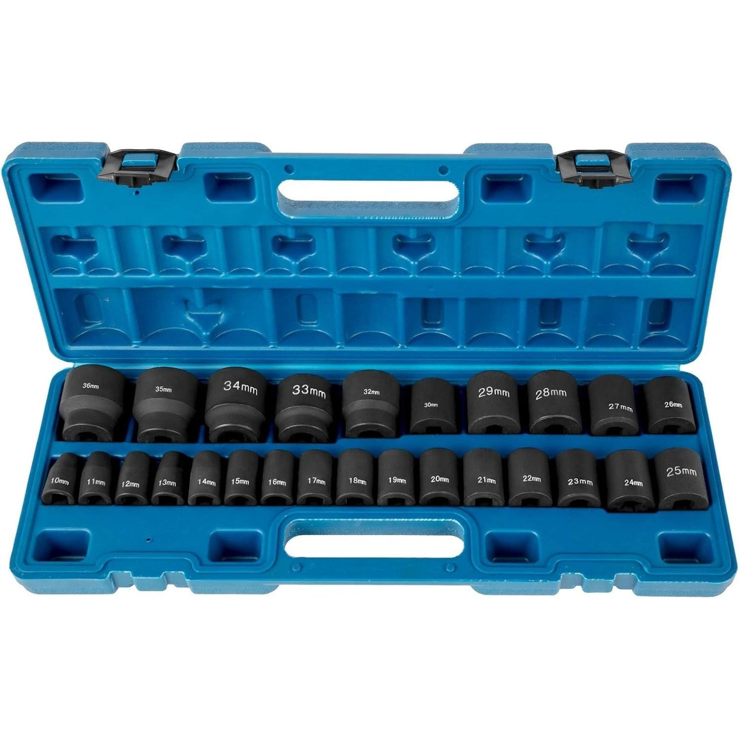 Impact Socket Set – Dopsleutel Set – Slagmoersleutel Sockets – Ratelsocket Set – Steeksleutel Doppen – 26-delig 1/2 Inch Aandrijving – Chroom-Molybdeenstaal – 6-punts Design