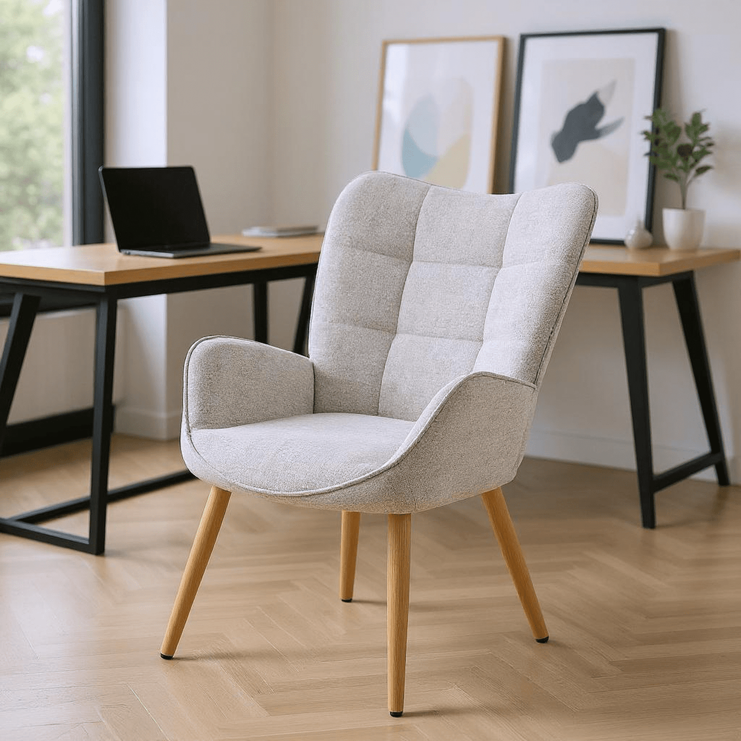 Fauteuil – Lounge Stoel – Sessel – Armstoel – Relaxstoel – Grijze Stof – Ergonomisch Design – 72x62x90,5 cm