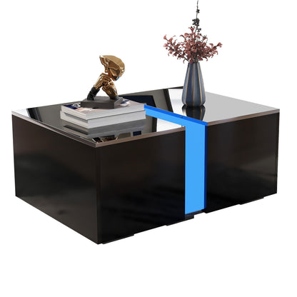 Salontafel – Koffietafel – Woonkamertafel – Bijzettafel – Tafel – Uitschuifbaar – Met Verborgen Opbergruimte – Zwart Metalen Frame – Compact 73x60x34 cm