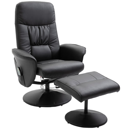 Elektrische Relaxfauteuil – Elektrische Relaxstoel – Massagefauteuil – Relaxstoel Met Voetenbank – Draaifauteuil Zwart – 10 Massagepunten – Kunstleer Met Afstandsbediening