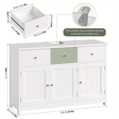 Badkamerkast – Opbergkast – Waskast – Kast Met Lades – Meubel Voor Badkamer – Wit – Vrijstaand – 3,2 Kubieke Voet Opbergruimte – Vochtbestendig Hardhout – Compact 68,5 cm Hoog – Eenvoudige Montage