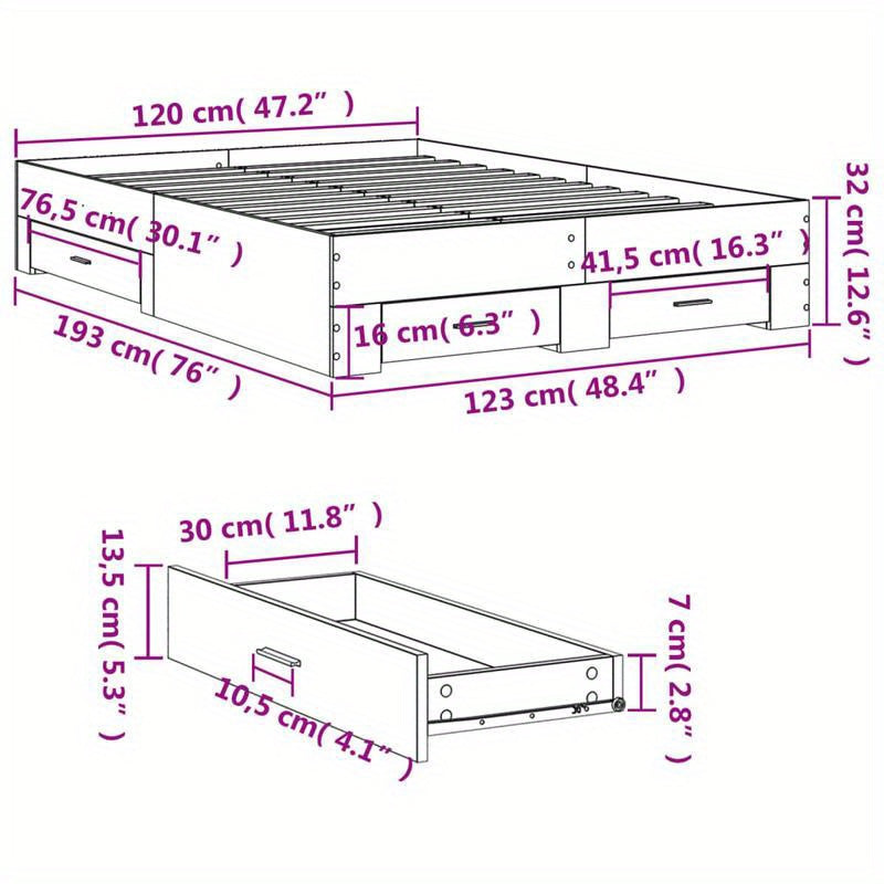 Bedframe – Slaapbed – Platformbed – Eenpersoonsbed – Ledikant – Hardhouten Bedframe – 120x190 cm – Duurzaam Multilayer Ontwerp Voor Rugondersteuning – Direct Gebruiksklaar Zonder Montage