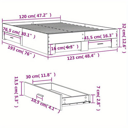 Bedframe – Slaapbed – Platformbed – Eenpersoonsbed – Ledikant – Hardhouten Bedframe – 120x190 cm – Duurzaam Multilayer Ontwerp Voor Rugondersteuning – Direct Gebruiksklaar Zonder Montage