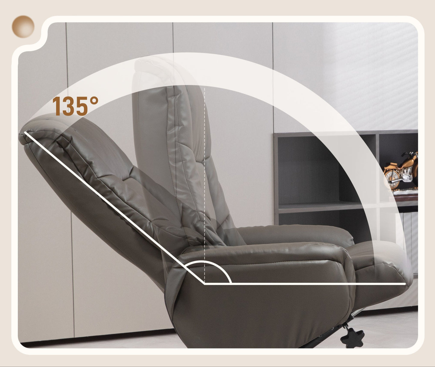 Relaxstoel – Fauteuil – Schommelstoel – Loungestoel – TV-stoel – Verstelbare rugleuning tot 135° – Schommel- en poeffunctie met kunstleren bekleding en houten frame