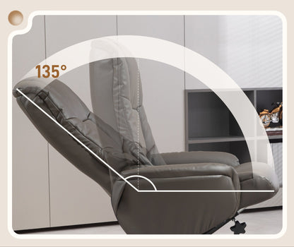 Relaxstoel – Fauteuil – Schommelstoel – Loungestoel – TV-stoel – Verstelbare rugleuning tot 135° – Schommel- en poeffunctie met kunstleren bekleding en houten frame
