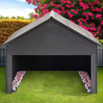 Grijze Tuintafel – Buiten Tafel – Tuinmeubel – Terrastafel – Balkonmeubel – Weerbestendig WPC – Stevig Metalen Frame 80x80x70 cm