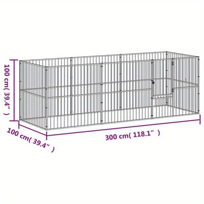 Hondenren – Puppyren – Hondenkennel – Hondenbench – Kennel – 8 Panels – Zwart Gegalvaniseerd Staal – Stevig & Weerbestendig