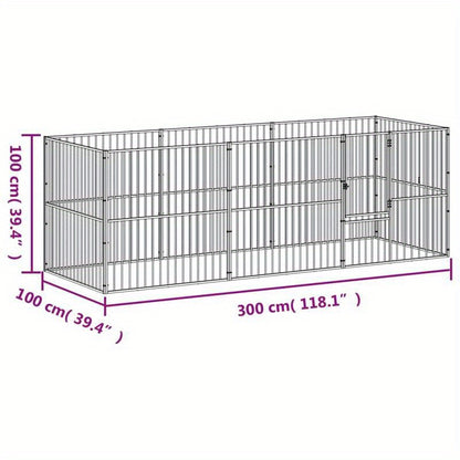 Hondenren – Puppyren – Hondenkennel – Hondenbench – Kennel – 8 Panels – Zwart Gegalvaniseerd Staal – Stevig & Weerbestendig