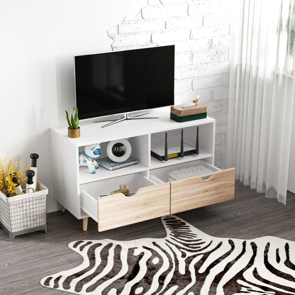 TV-meubel – TV-kast – Lowboard – Woonkamermeubel – Entertainmentmeubel – Scandinavisch design – 2 Lades – Licht Eiken Wit