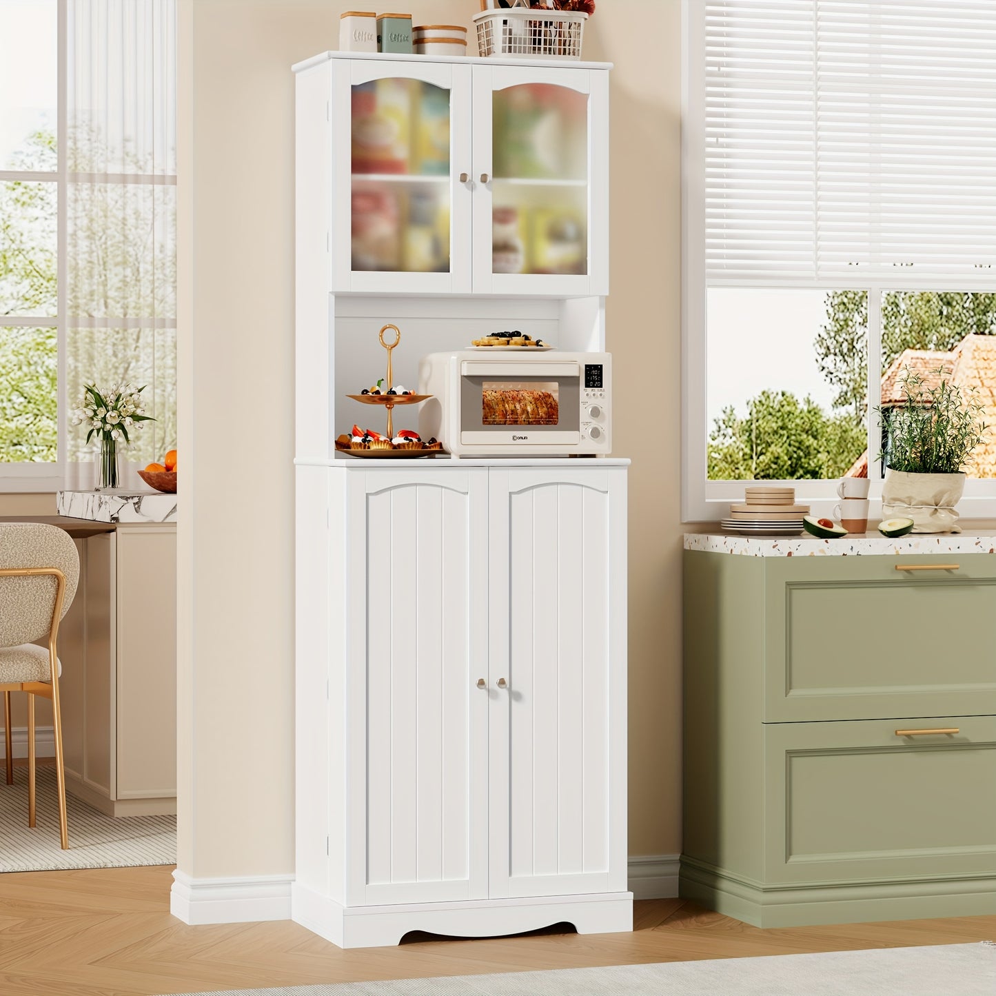 Keukenkast – Keukenmeubel – Opbergkast – Bovenkast – Hoge Kast – 181 cm Hoog – Verstelbare Planken – MDF Hout Afwerking