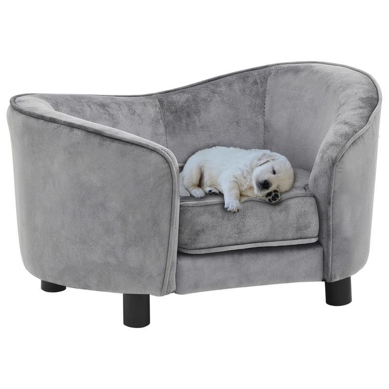 Hondenbankje – Hondenmand – Hondenkussen – Hondenbed – Sofa voor Honden – Grijs – Zacht Polyester – Comfortabele Vulling – Duurzaam – 69x49x40 cm
