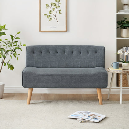 Tweezitsbank – 2-Zitsbank – Sofa – Loveseat – Donkergrijs – Linnen Bekleding – Compact 117 cm – Stevig Frame