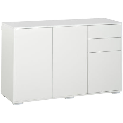 Commode – Dressoir – Kast – Opbergmeubel – Sideboard – 2 Schuifladen – Verstelbare Plank – Wit – 117x36x74 cm – Melamineplaat