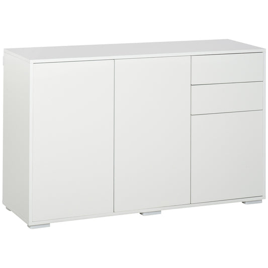 Commode – Dressoir – Kast – Opbergmeubel – Sideboard – 2 Schuifladen – Verstelbare Plank – Wit – 117x36x74 cm – Melamineplaat