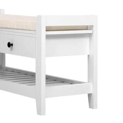 Schoenenkast – Schoenenrek – Schoenenopberger – Schoenenbank – Opbergkast – Met Gepolsterde Zitting En Rugleuning – Metaal Met Wit Design – 100x40x58 cm – Modern En Compact