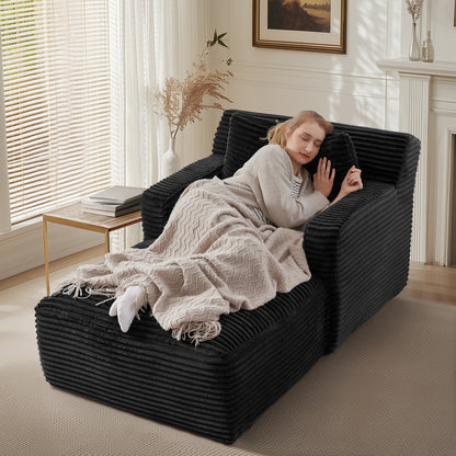 Bankbed – Slaapbank – Chaise Longue – Sofa Bed – Logeerbed – Corduroy Bekleding – Verstelbare Rugleuning – Direct Gebruiksklaar