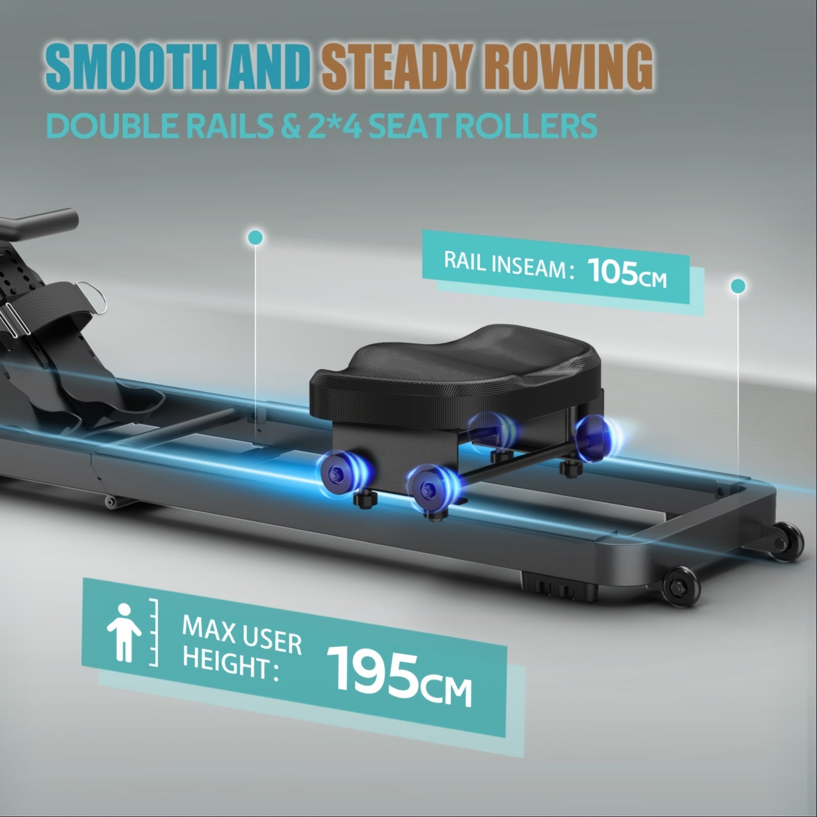 Waterroeimachine – Roeitrainer – Fitnessapparaat – Trainingsmachine – Compact – 6 Waterweerstanden – Inklapbaar - QUORE