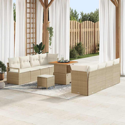 Tuinbank – Buitenbank – Loungeset – Buitenmeubel – 6-Zits – BeigePoly Rattan – Crème Kussens – Weerbestendig – Comfortabel