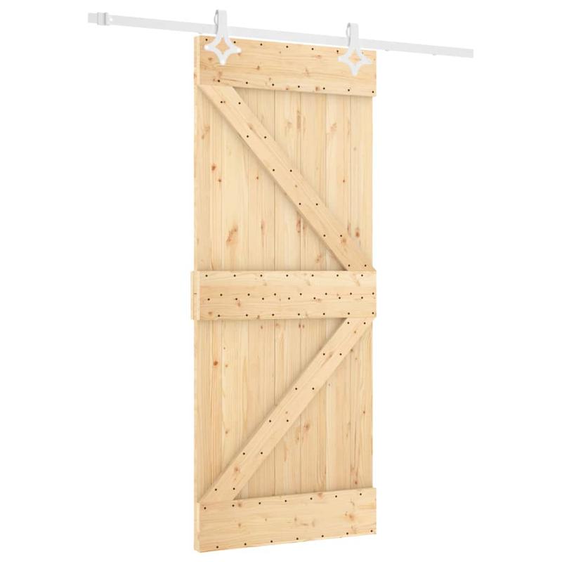 Schuifdeur Houten Deur Schuifdeursysteem Grenenhout Massief Hout – 80x210 cm – Verticale Paneelstijl – Natuurlijke Houtnerf – Soepele Opening – Privacy en Lichtregeling