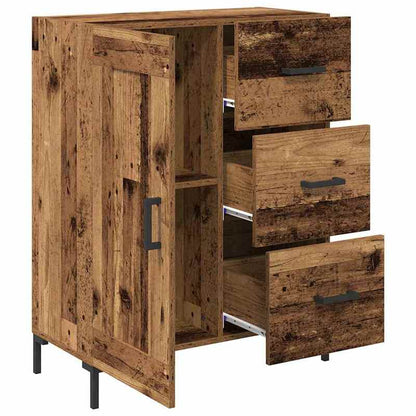 Modern Aged Wood Sideboard with Drawer - Engineered Wood Cabinet (69.5x34x90cm) | Particle Board, Frame | Freestanding Storage Furniture for, Dining Room, Entryway | Classic Contemporary Design for small to