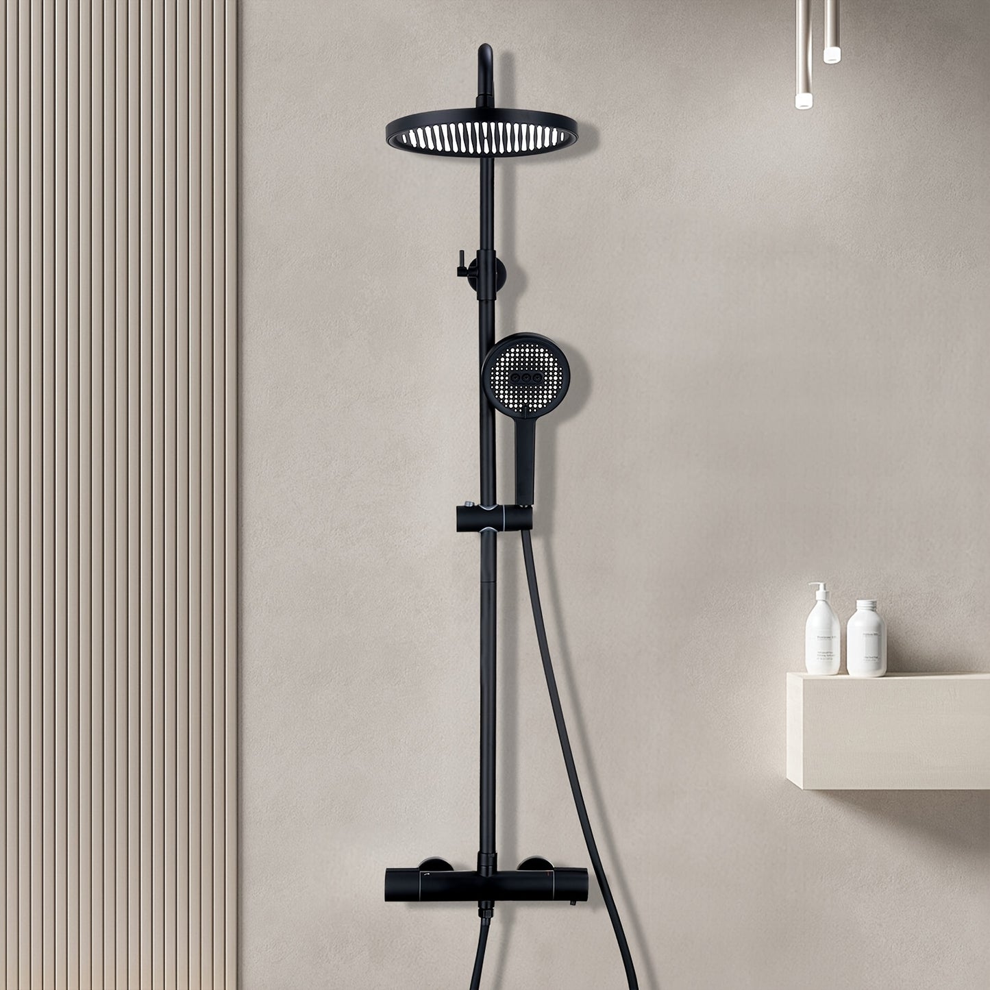 Traditional thermostatic shower set with bathtub and shower system