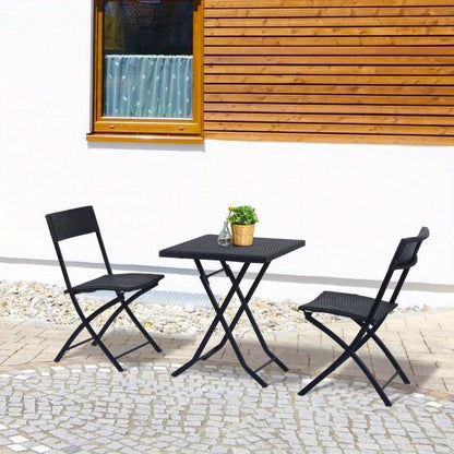Bistro Set – Tuinset – Balkonset – Terrasmeubilair – Zwart Poly Rotan – Compact Voor 2 Personen – Weerbestendig & Onderhoudsvriendelijk