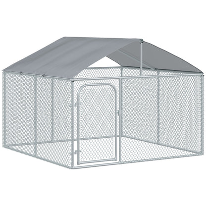 Hondenren – Puppyren – Hondenkennel – Buitenren – Hondenbench – Gegalvaniseerd Staal – Overdekte Buitenruimte 230x230x175 cm