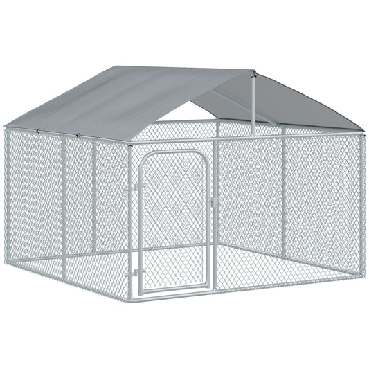 Hondenren – Puppyren – Hondenkennel – Buitenren – Hondenbench – Gegalvaniseerd Staal – Overdekte Buitenruimte 230x230x175 cm