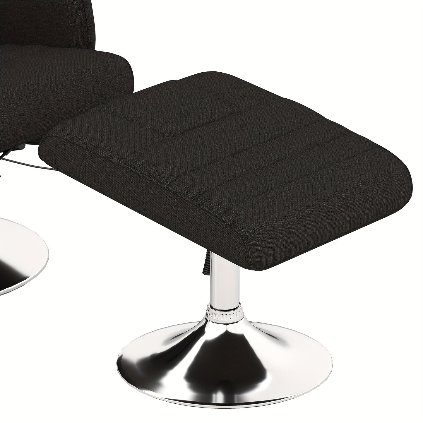 Lounge Chair – Relaxfauteuil – Draaifauteuil – Accentstoel – Fauteuil Zwart – Duurzaam Bamboe Frame – Handmatige Verstelling Met Voetensteun