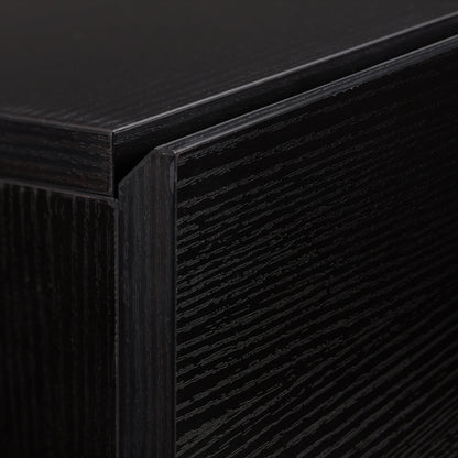 Sidetafel – Bijzettafel – Wandtafel – Haltafel – Consoletafel – Gouden Metalen Frame – Zwart Houten Blad – 2 Lades – Compact 80x110x40 cm