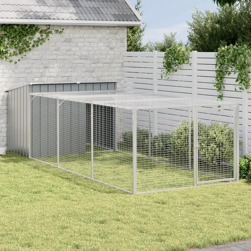 Hondenkennel – Hondenhok – Hondenren – Dierenverblijf – Hondenhuis – Gegalvaniseerd Staal – Ruim Interieur – Ventilatierooster – Dakoverstek – Weerbestendig – Eenvoudige Montage – Antraciet