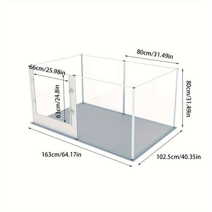 Dog Transparent Fence: Indoor Pet Playpen, Farrowing Fence, Acrylic + Aluminum Alloy, With Waterproof Birthing Pad, Waterproof, Height 80 Cm, Suitable For Puppies, Rabbits, Guinea Pigs