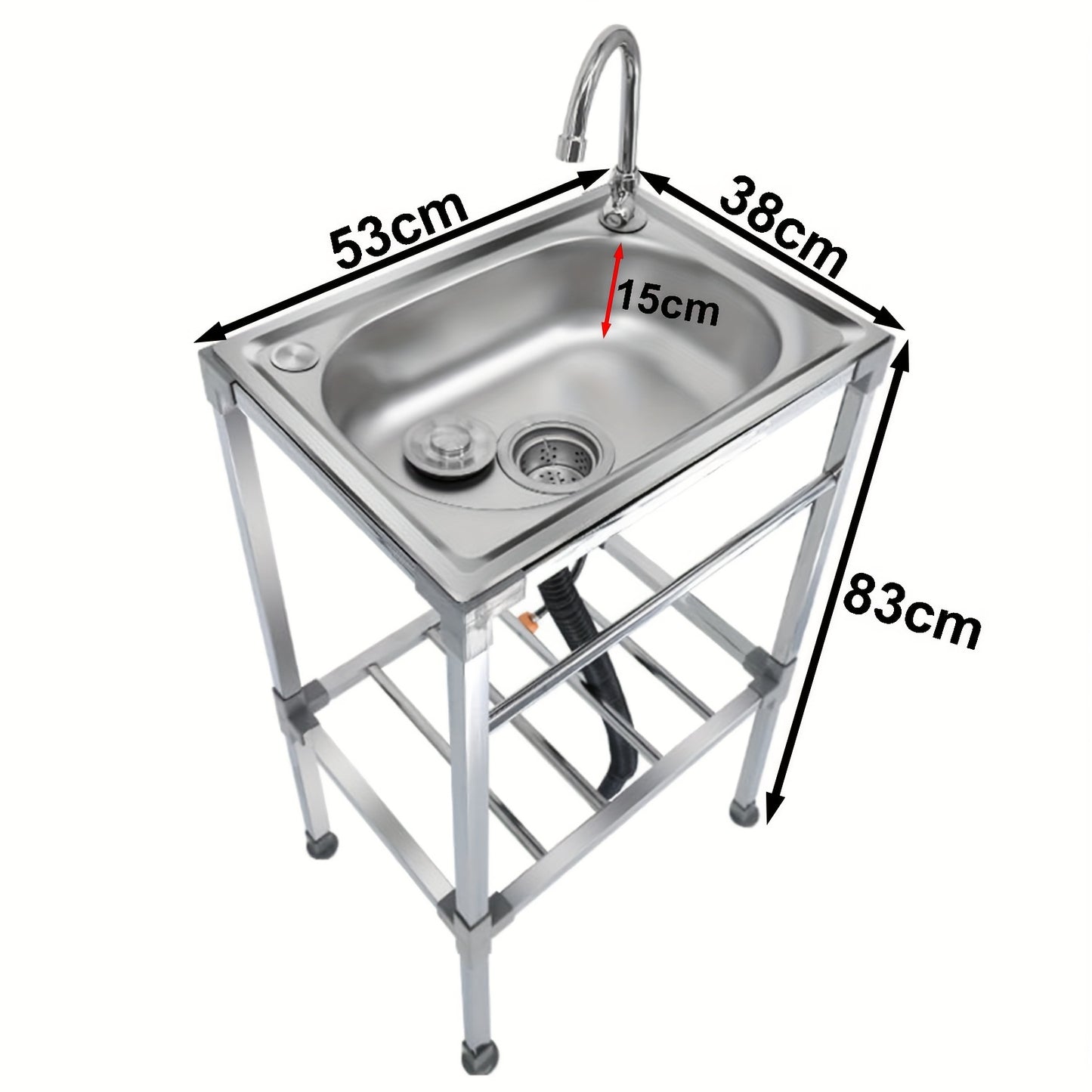 Single Bowl Kitchen Sink, Freestanding Sink with Hot And Cold Water Faucet, Portable Camping Sink, Suitable for Outdoor/Indoor Single Bowl Washbasin, 1 Bowl Commercial Sink, Portable Sink, Kitchen Sink Single Bowl, Outdoor Si