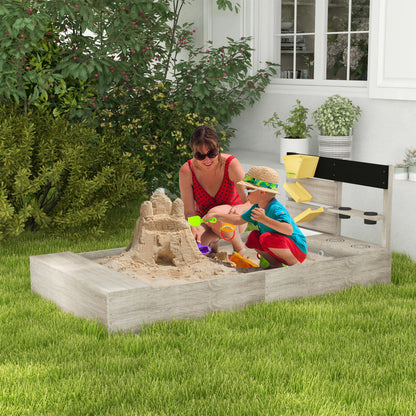 Zandbak – Zandtafel – Speelbak – Kinderen Zandspeelplek – Plantenbakken – Waterstation – Duurzaam Behandeld Hout – 154 x 80 x 60 cm – Weerbestendig Grijs