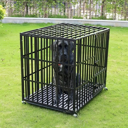 Hondenbench – Hondenkooi – Kennel – Draadkooi – Hondenhok – Stevig Metalen Frame – Vergrendelbare Deuren – Ventilatiepanelen – Uitneembare Lade – Zware Wielen – Extra Groot XL - QUORE