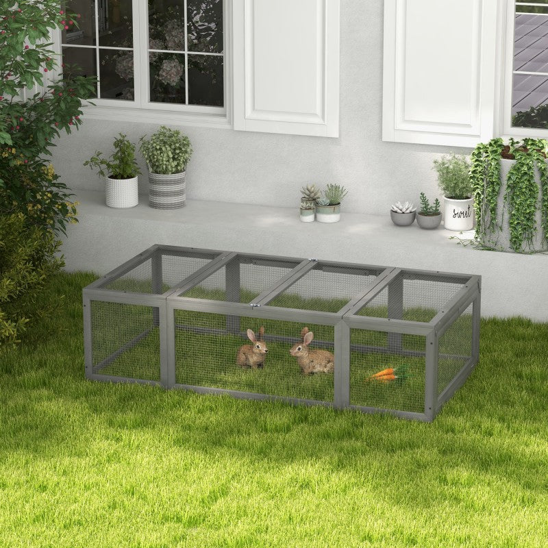 Konijnenhok – Buitenren – Knaagdierenhok – Dierenverblijf – Ren Voor Buiten – Ruim 180x90x48 cm – Weerbestendig Met Inklapbaar Dak – Grijs