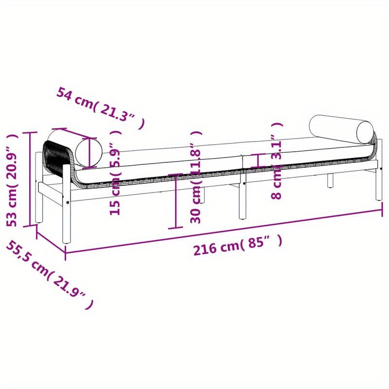 Tuinbank – Buitenbank – Patio Bank – Tuinmeubel – Loungeset – Zwart Acacia Weefsel – Weerbestendig Tungsten Stalen Frame